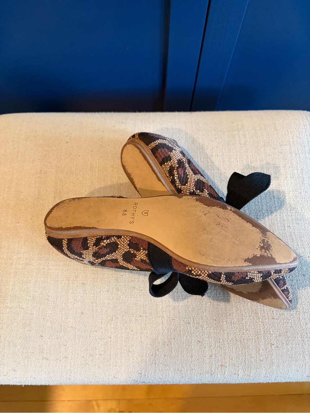 Rothy's Leopard-Print Pointed Flats with Black Bow - Picture 3 of 3
